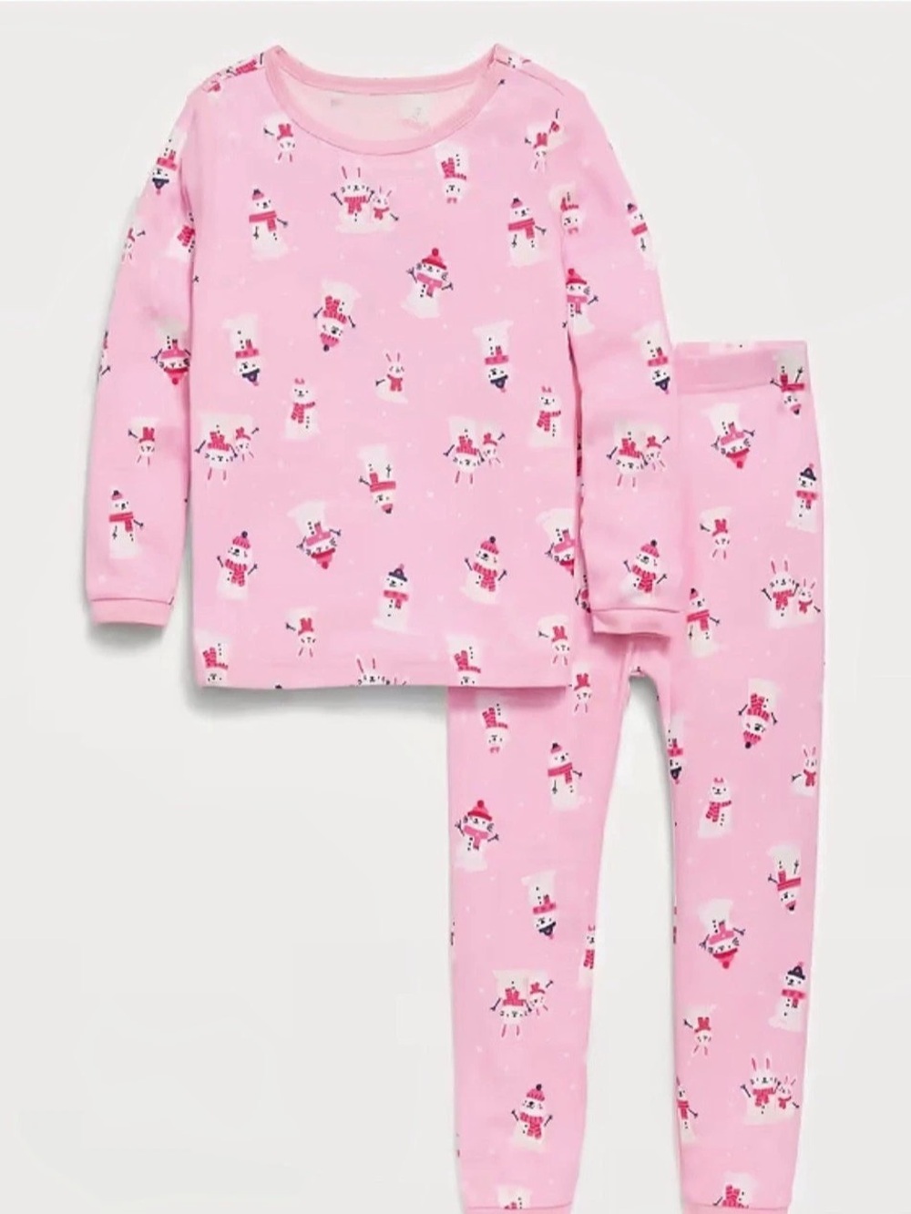 OLD NAVY Girls Snowman Bunny Pajama Set Girls 6T Pink Animal Print Pajama Set